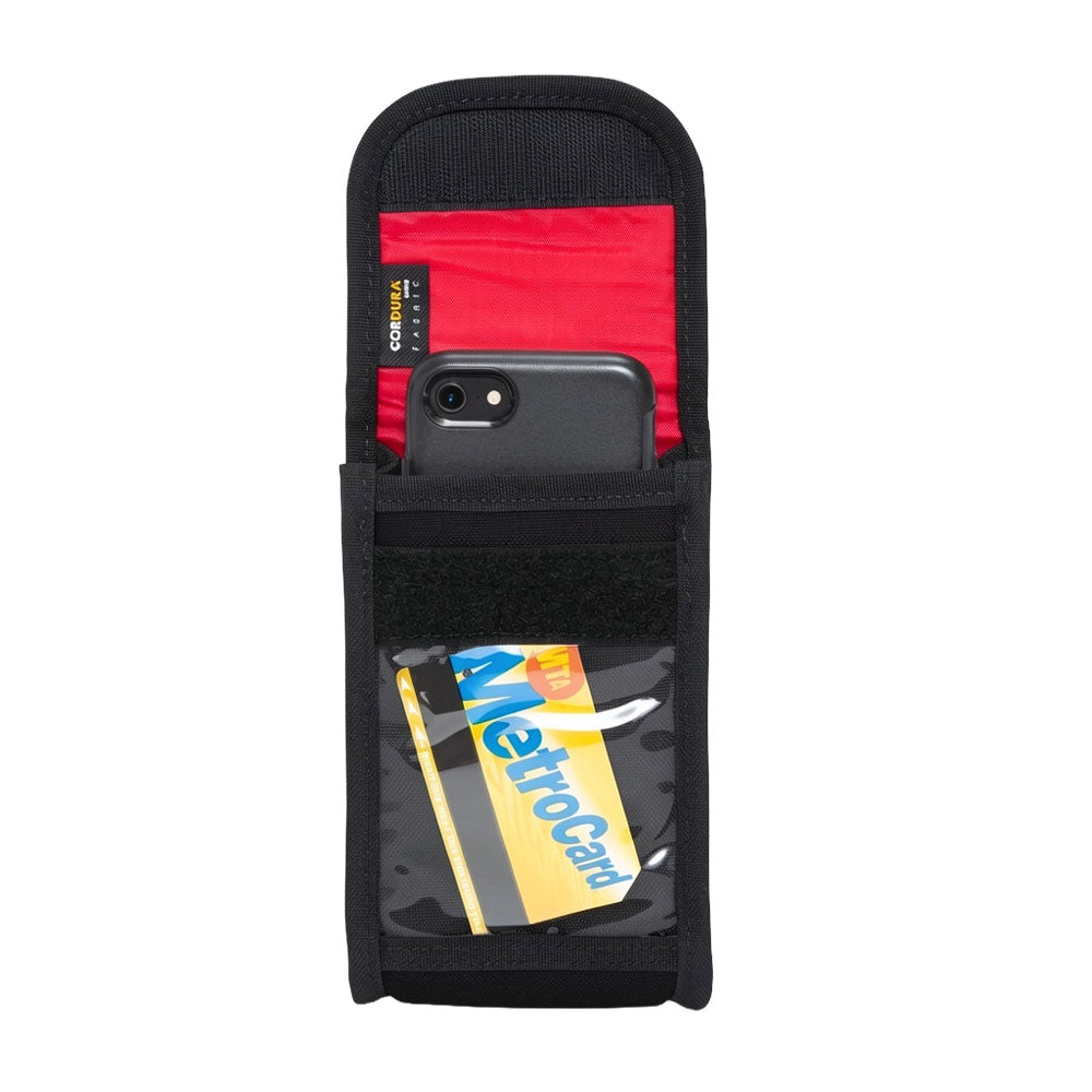 Manhattan Portage Smartphone Case (L) W/Clear Pocket black inside with phone