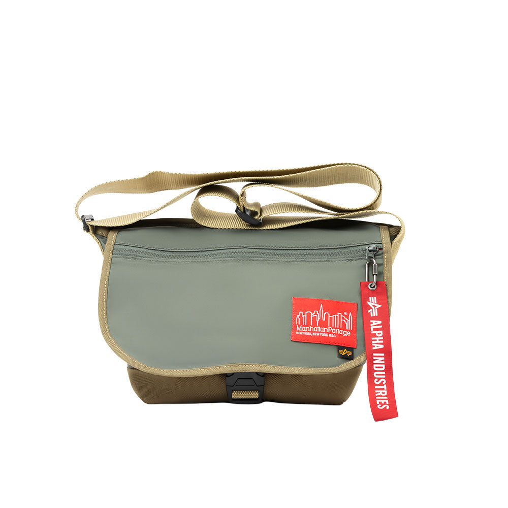Manhattan Portage Nylon Messenger Bag JR (SM) ALPHA INDUSTRIES vintage grey front