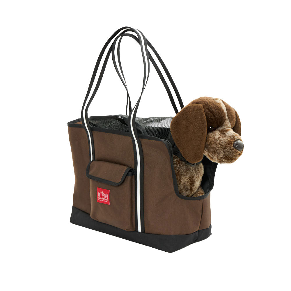 Manhattan Portage Pet Carrier Tote Bag Ver. 4 DBR/BLK with dog inside
