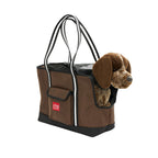 Manhattan Portage Pet Carrier Tote Bag Ver. 4 DBR/BLK with dog inside