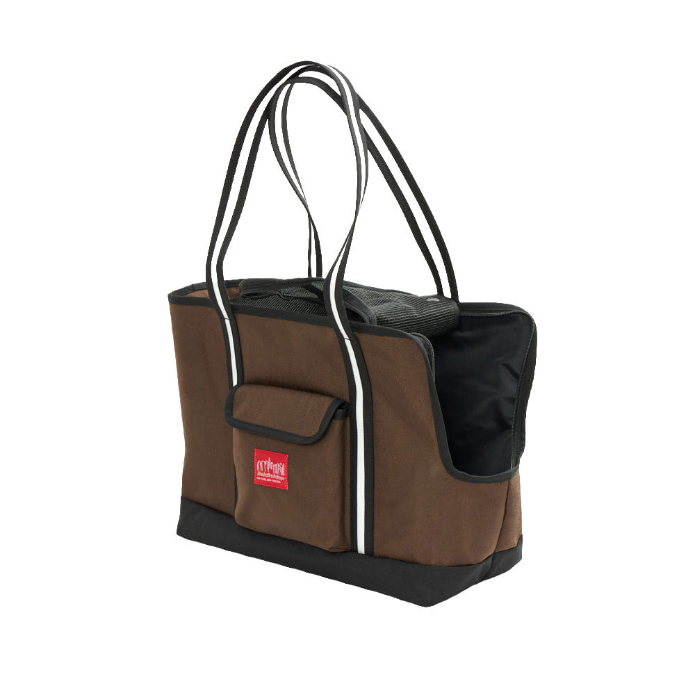Manhattan Portage Pet Carrier Tote Bag Ver. 4 DBR/BLK angle and open mesh top