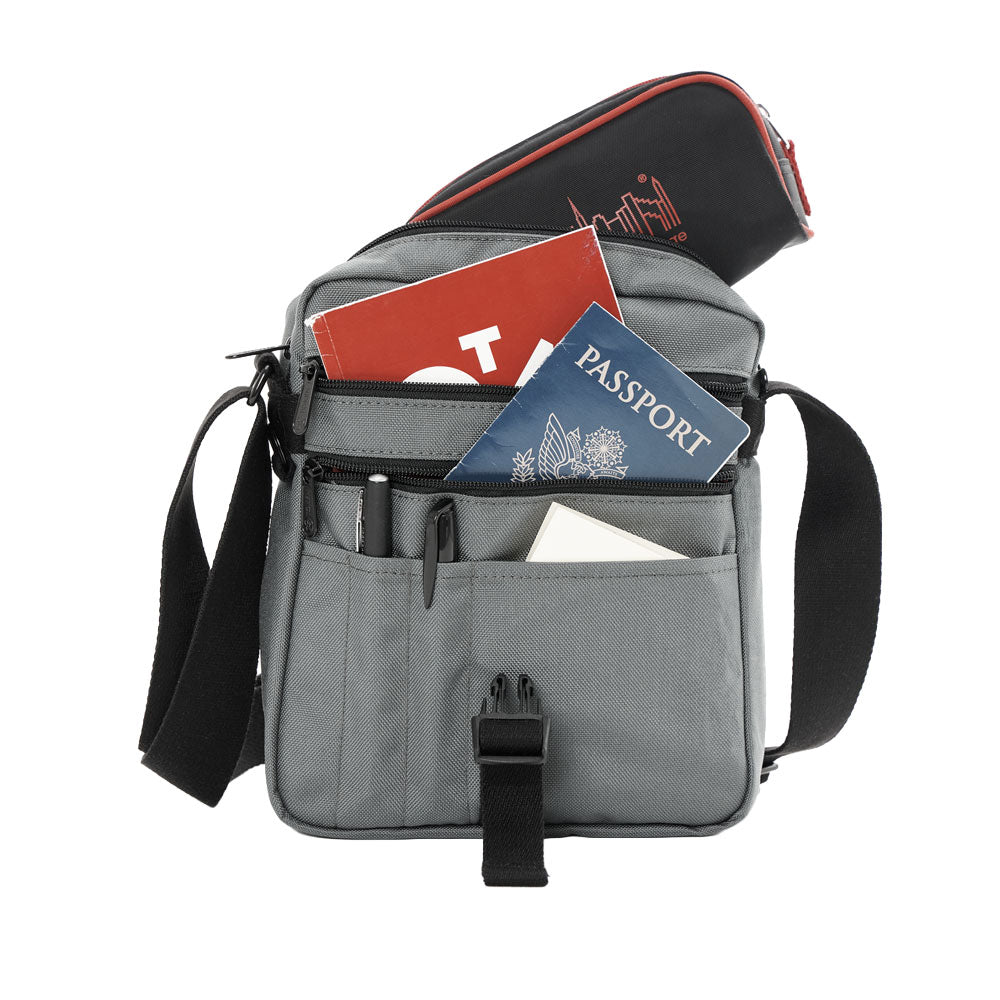 Token Fulton Mini Bag grey inside with props