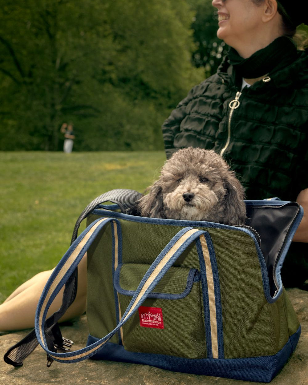 Dog in Manhattan Portage Pet Carrier Tote Bag Ver. 4 OLV/NVY