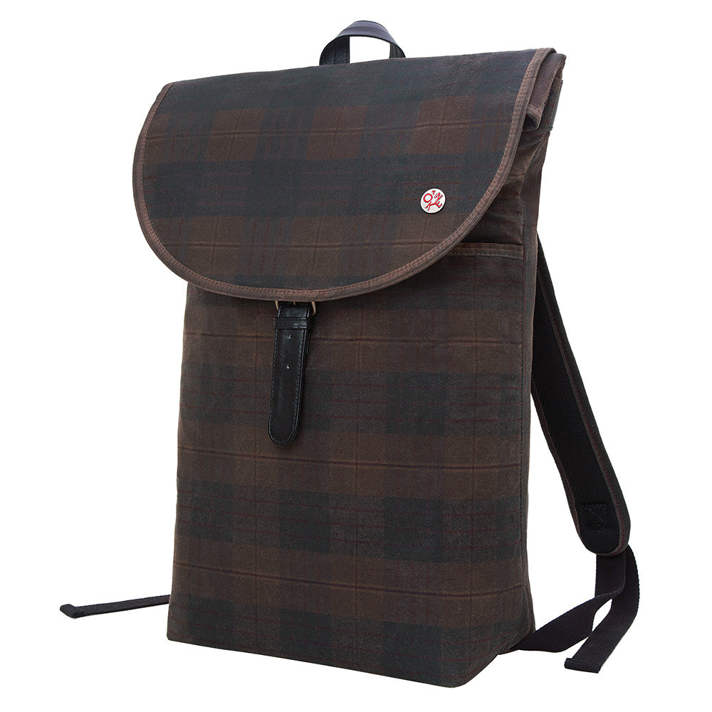Manhattan Portage Bergen Waxed Backpack (L) Plaid Dark Brown