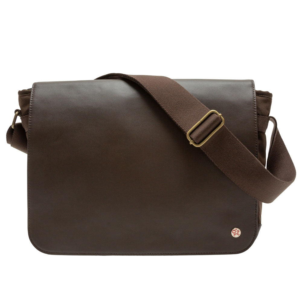Manhattan Portage Waxed Nylon Sheridan Shoulder Bag (L) W/Back Zipper Dark Brown