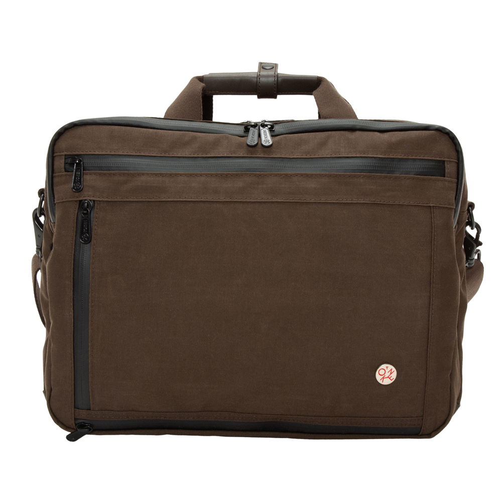 Manhattan Portage Waxed Nylon Saratoga Briefcase Dark Brown