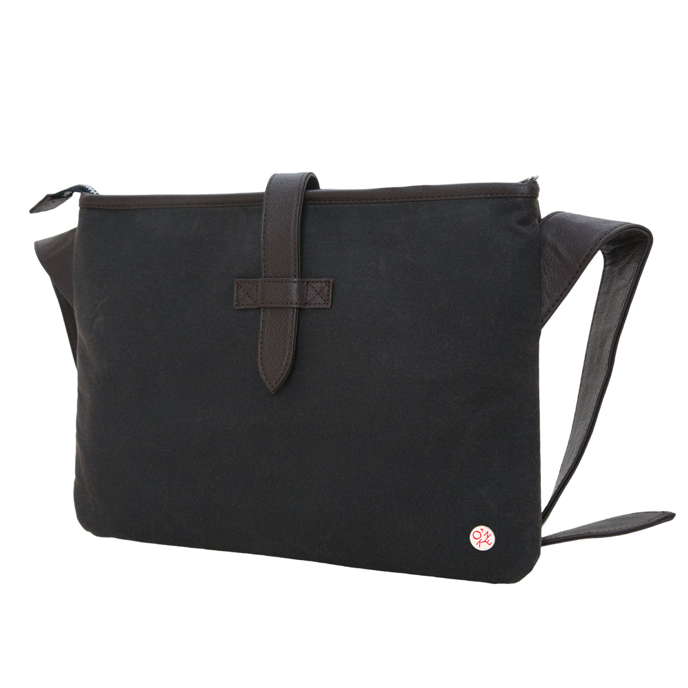 Manhattan Portage Waxed Sterling Shoulder Bag Dark Brown