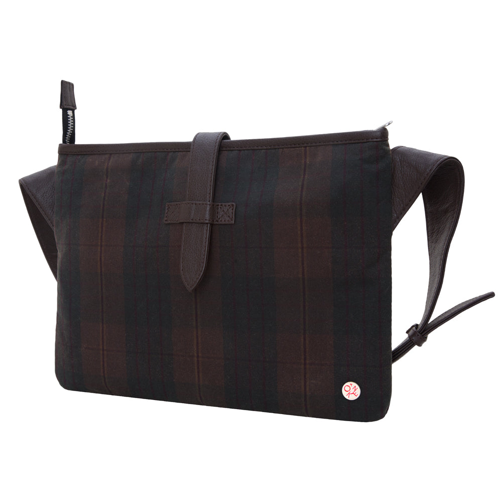 Manhattan Portage Waxed Sterling Shoulder Bag Plaid Dark Brown