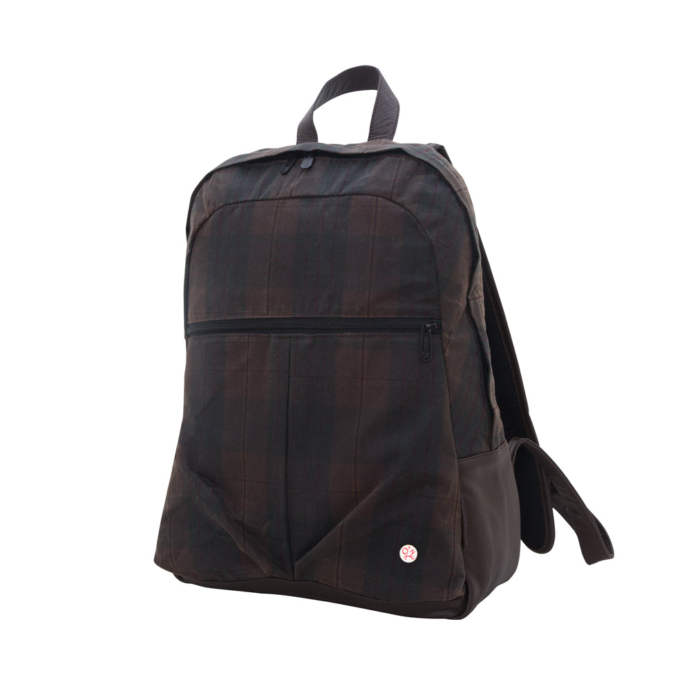 Manhattan Portage Waxed Woodhaven Backpack Plaid Dark Brown
