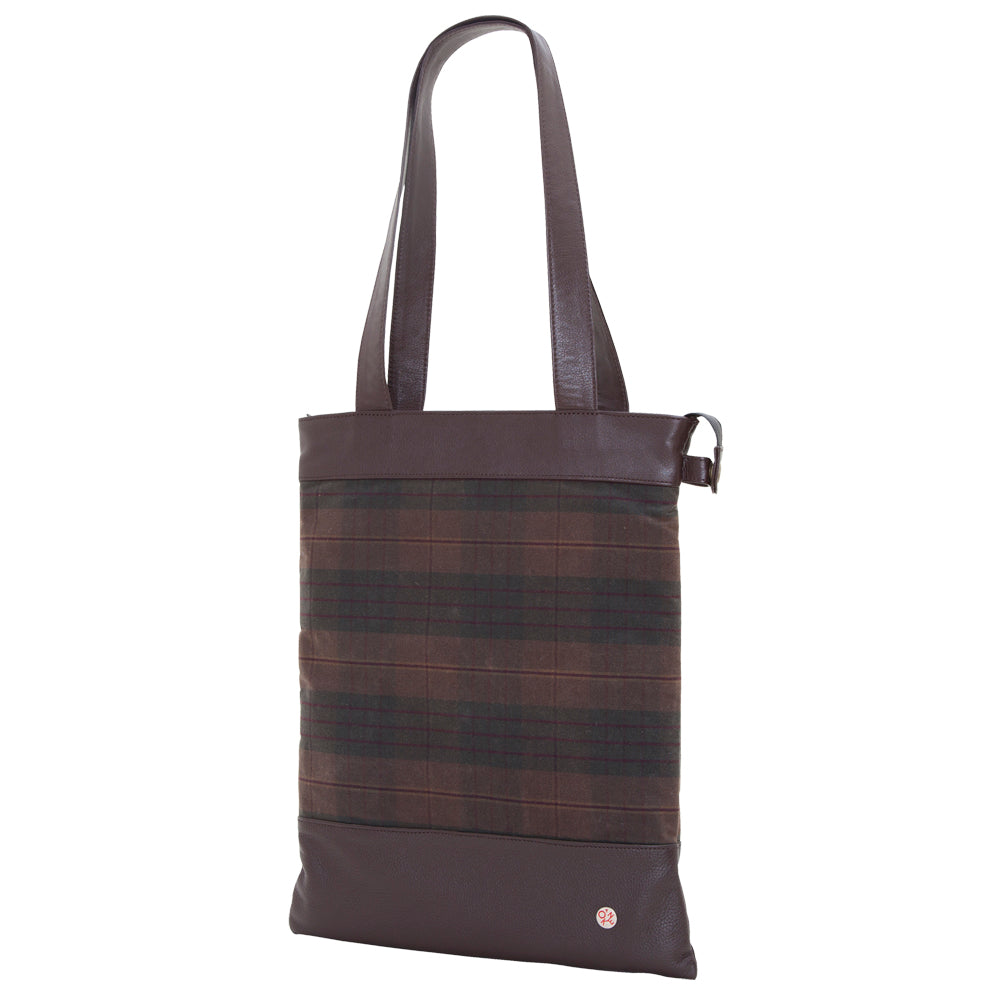Manhattan Portage Graham Waxed Tote Bag Plaid Dark Brown