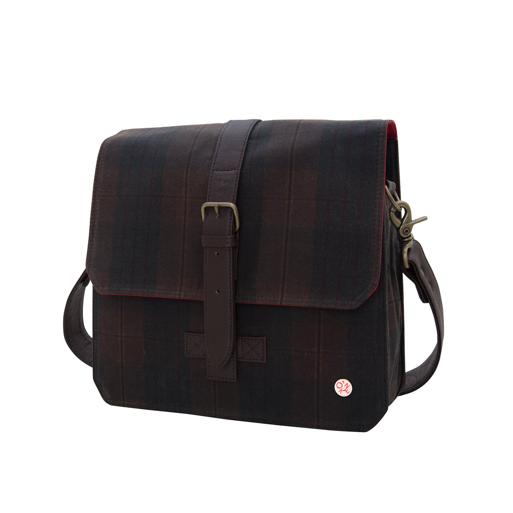 Manhattan Portage Waxed Carroll Shoulder Bag Plaid Dark Brown