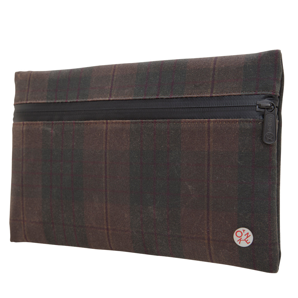 Manhattan Portage Grand Central Waxed Travel Kit Plaid Dark Brown
