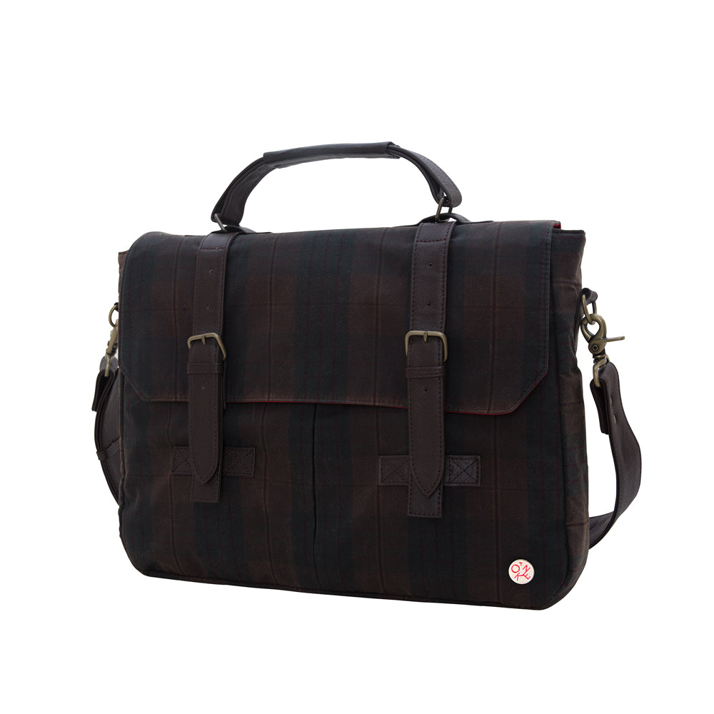 Manhattan Portage Waxed Cortelyou Bag Plaid Dark Brown