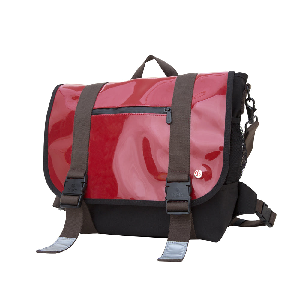 Manhattan Portage Lorimer Enamel Messenger Bag (M) Red