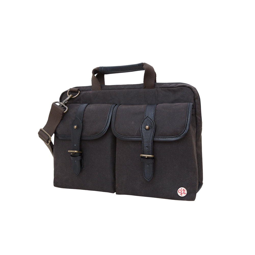 Manhattan Portage Waxed Knickerbocker Laptop Bag (13") DBR BLK