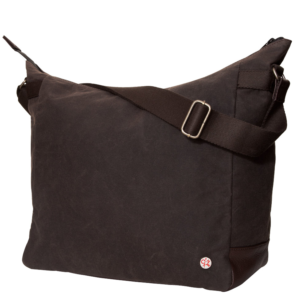 Manhattan Portage Riverside Waxed Shoulder Bag Dark Brown