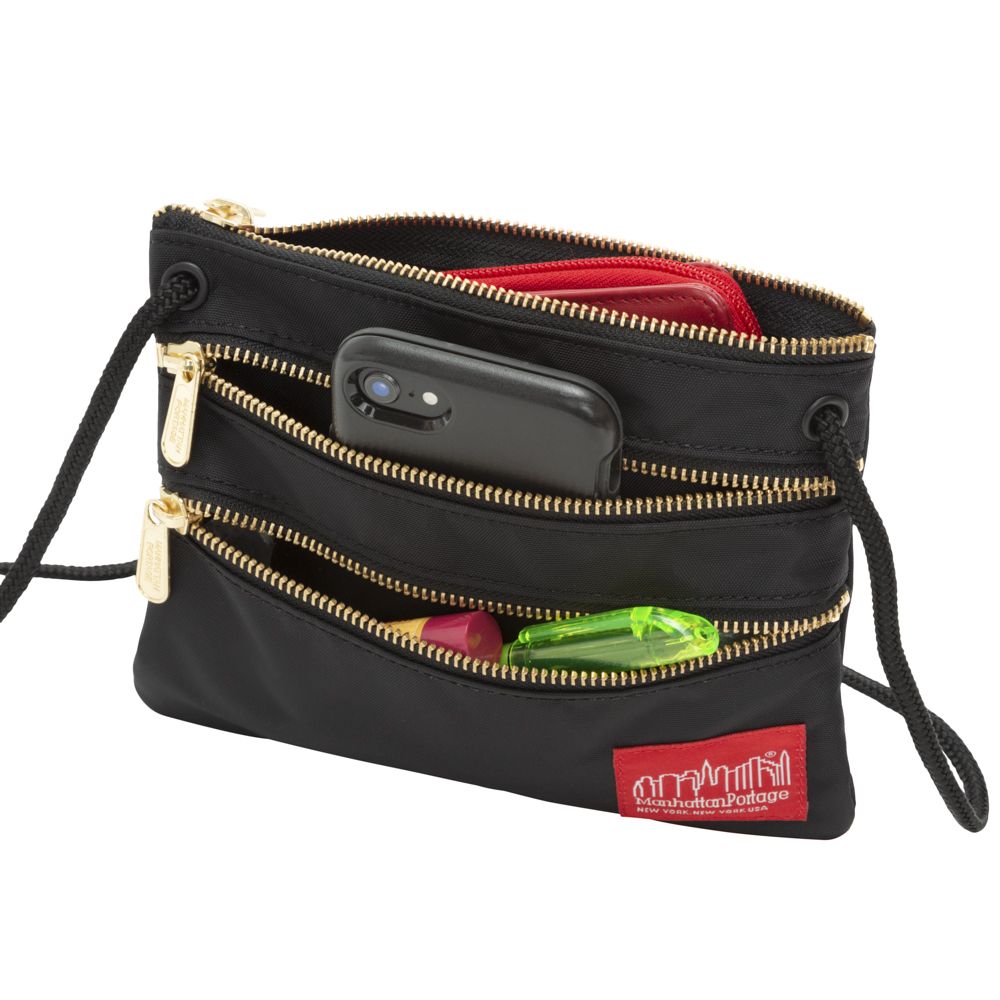 Manhattan Portage Triple Zipper Label Pouch With Woven Label (SM)